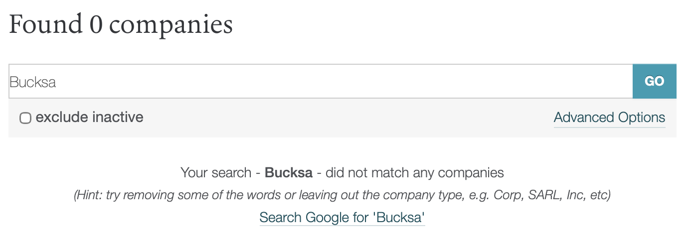 The Bucksa project operates without legal registration.