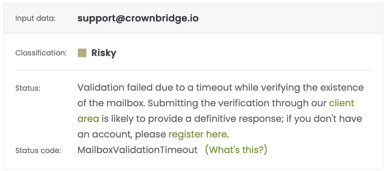 Using CrownBridge email for support is risky.