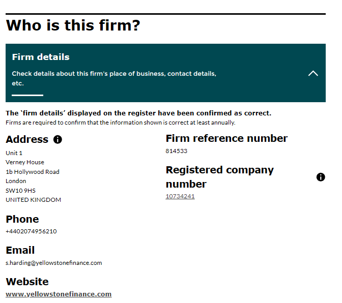 Firm reference number 814533 on the FCA register authorises an unrelated commercial-finance broker, not the CFD platform being reviewed